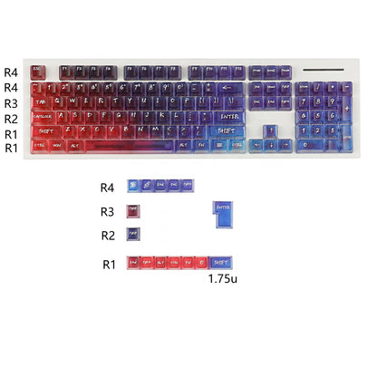 YMDK 119 Keys Magic Mist Neon Keycaps PC Shine Through Frosted Cherry Profile Keycap for 61/64/87/104/108 MX Mechanical Keyboard