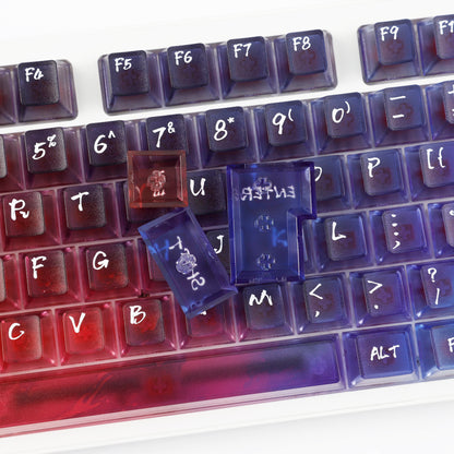 YMDK 119 Keys Magic Mist Neon Keycaps PC Shine Through Frosted Cherry Profile Keycap for 61/64/87/104/108 MX Mechanical Keyboard