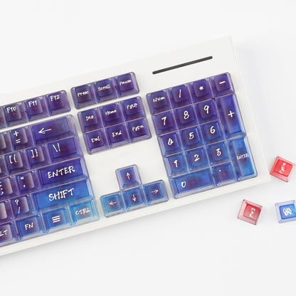 YMDK 119 Keys Magic Mist Neon Keycaps PC Shine Through Frosted Cherry Profile Keycap for 61/64/87/104/108 MX Mechanical Keyboard