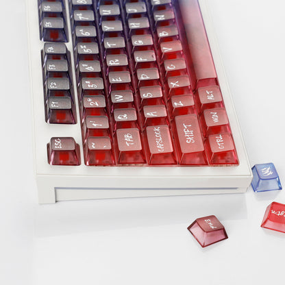 YMDK 119 Keys Magic Mist Neon Keycaps PC Shine Through Frosted Cherry Profile Keycap for 61/64/87/104/108 MX Mechanical Keyboard