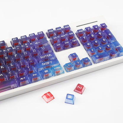 YMDK 119 Keys Magic Mist Neon Keycaps PC Shine Through Frosted Cherry Profile Keycap for 61/64/87/104/108 MX Mechanical Keyboard