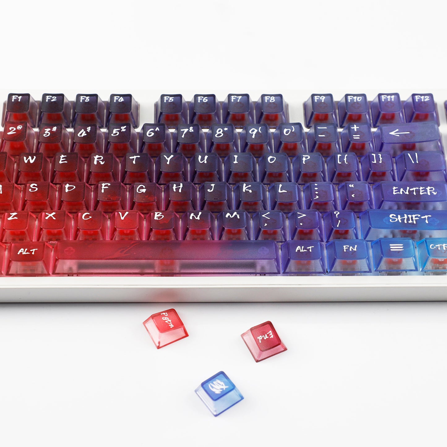 YMDK 119 Keys Magic Mist Neon Keycaps PC Shine Through Frosted Cherry Profile Keycap for 61/64/87/104/108 MX Mechanical Keyboard