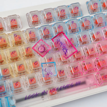 YMDK 123 Keys Rainbow Graffiti Keycaps PC Shine Through Cherry Profile Clear Keycap Top Print for 61/64/68/75/87/96/100/104/108 MX Mechanical Keyboards