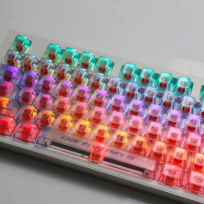 YMDK 123 Keys Rainbow Graffiti Keycaps PC Shine Through Cherry Profile Clear Keycap Top Print for 61/64/68/75/87/96/100/104/108 MX Mechanical Keyboards