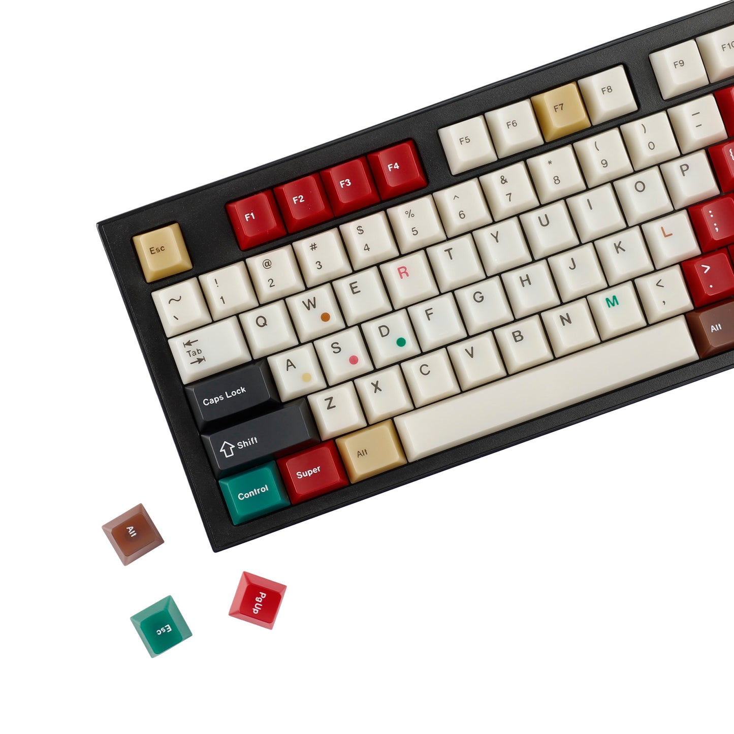 YMDK 135 Keys Cherry Profile Keycaps – Retro Fog Light Soft Jade Theme | PC Top Print, Compatible with 61/64/68/84/87/96/104/108 MX Mechanical Keyboards