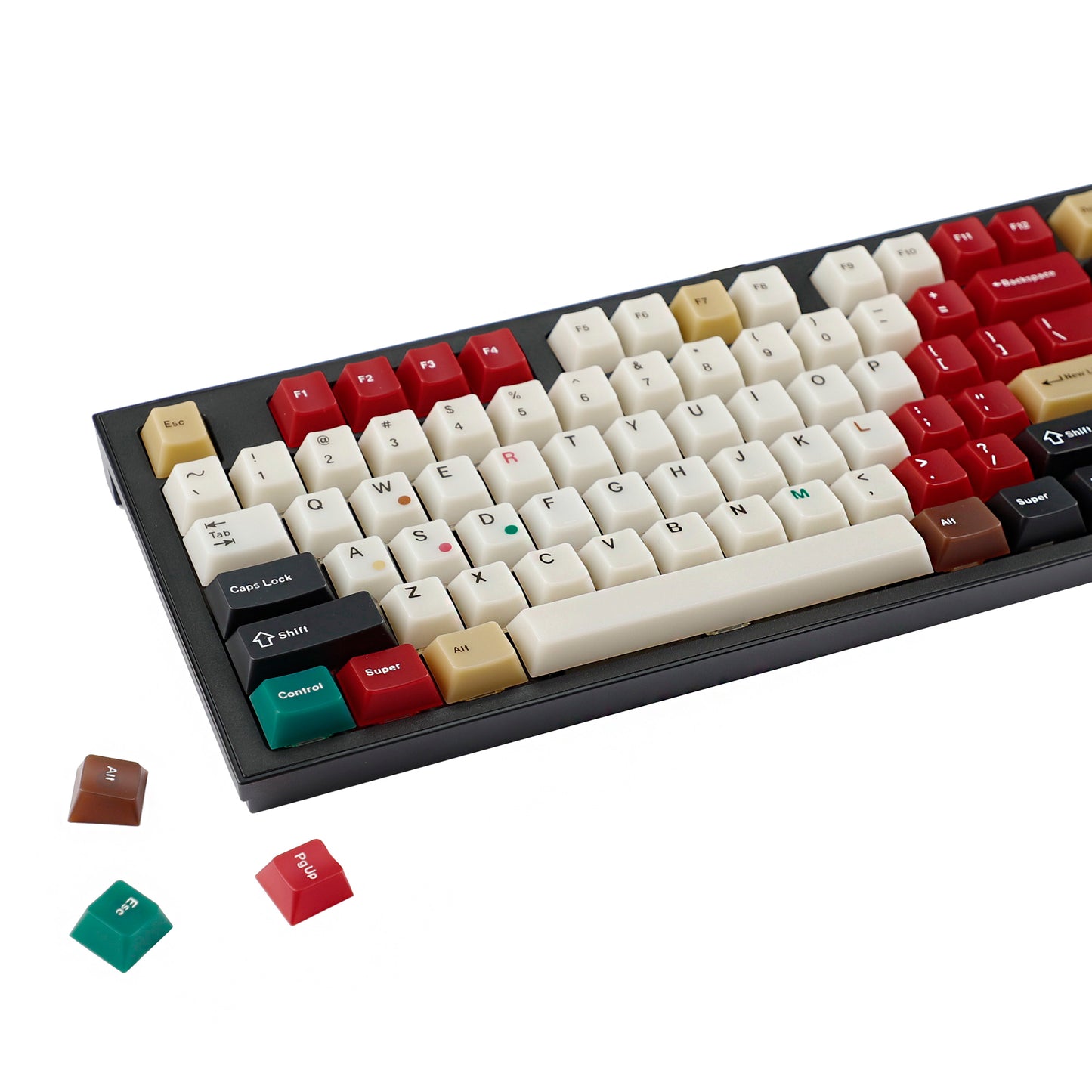 YMDK 135 Keys Cherry Profile Keycaps – Retro Fog Light Soft Jade Theme | PC Top Print, Compatible with 61/64/68/84/87/96/104/108 MX Mechanical Keyboards