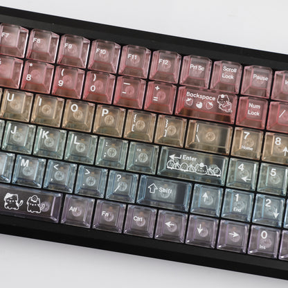 YMDK 115 Keycaps Milk Grapes Jelly Cola Color Gradient Frosted Cherry Profile Shine Through PC Keycaps for 61/64/68/84/87/96/104/108 MX Mechanical Keyboard
