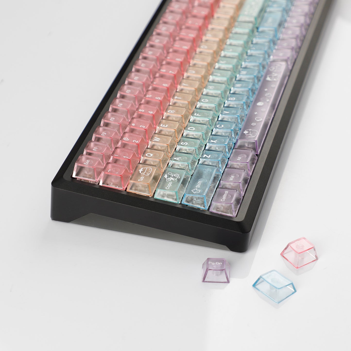 YMDK 115 Keycaps Milk Grapes Jelly Cola Color Gradient Frosted Cherry Profile Shine Through PC Keycaps for 61/64/68/84/87/96/104/108 MX Mechanical Keyboard