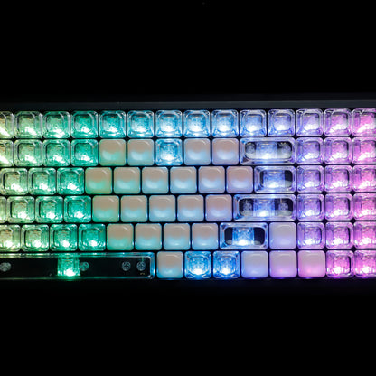 YMDK Pure White MOA Profile Keycap 129 Key Simple Style PBT Dye Sublimation Custom Keycaps for 61/68/84/87/98/104/108 MX Mechanical Keyboard