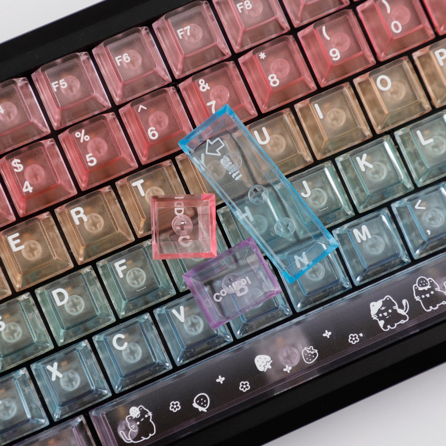 YMDK 115 Keycaps Milk Grapes Jelly Cola Color Gradient Frosted Cherry Profile Shine Through PC Keycaps for 61/64/68/84/87/96/104/108 MX Mechanical Keyboard