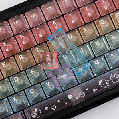 YMDK 115 Keycaps Milk Grapes Jelly Cola Color Gradient Frosted Cherry Profile Shine Through PC Keycaps for 61/64/68/84/87/96/104/108 MX Mechanical Keyboard