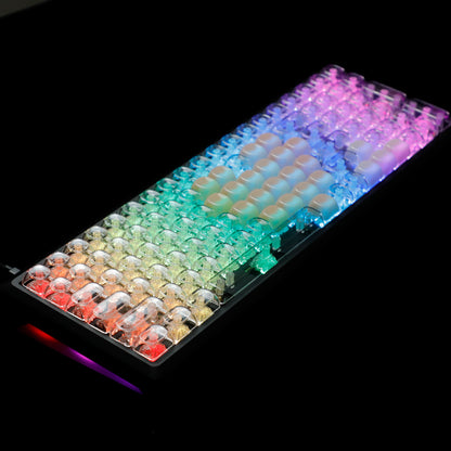 YMDK Pure White MOA Profile Keycap 129 Key Simple Style PBT Dye Sublimation Custom Keycaps for 61/68/84/87/98/104/108 MX Mechanical Keyboard