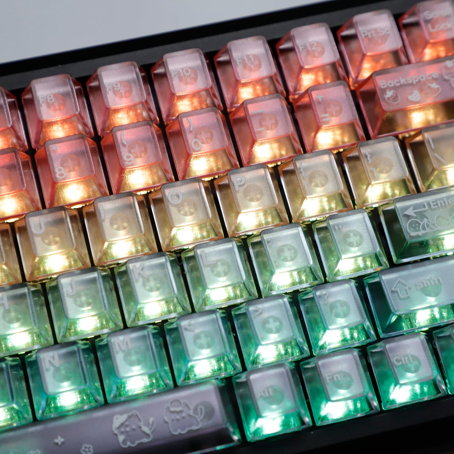 YMDK 115 Keycaps Milk Grapes Jelly Cola Color Gradient Frosted Cherry Profile Shine Through PC Keycaps for 61/64/68/84/87/96/104/108 MX Mechanical Keyboard