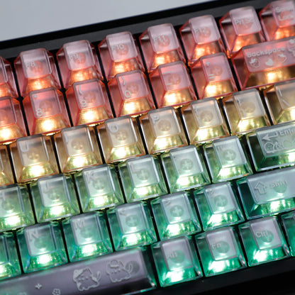 YMDK 115 Keycaps Milk Grapes Jelly Cola Color Gradient Frosted Cherry Profile Shine Through PC Keycaps for 61/64/68/84/87/96/104/108 MX Mechanical Keyboard