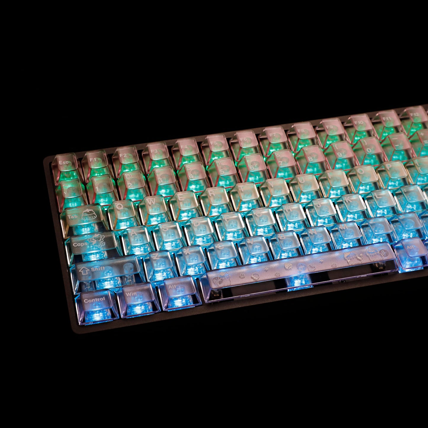 YMDK 115 Keycaps Milk Grapes Jelly Cola Color Gradient Frosted Cherry Profile Shine Through PC Keycaps for 61/64/68/84/87/96/104/108 MX Mechanical Keyboard