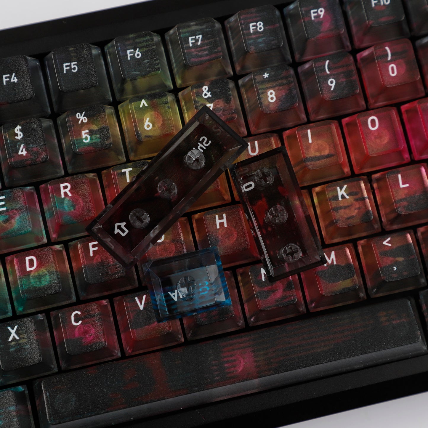 YMDK 115 Keycaps Milk Grapes Jelly Cola Color Gradient Frosted Cherry Profile Shine Through PC Keycaps for 61/64/68/84/87/96/104/108 MX Mechanical Keyboard