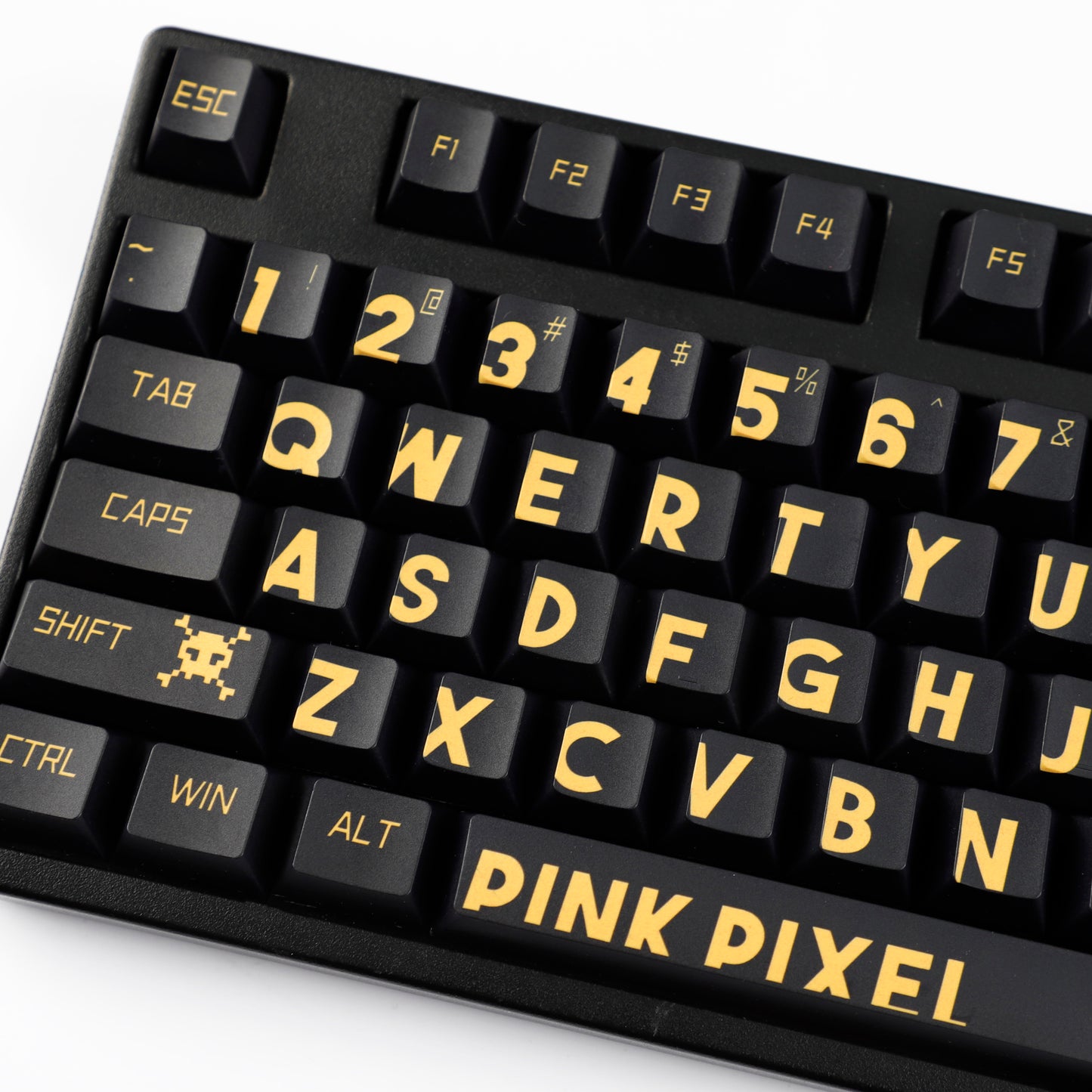 YMDK Black Gold Large Font Full Set 130 Keys Keycaps Creative Cool Custom Key Cap PBT Dye Sub Cherry Profile for MX Mechanical Keyboard