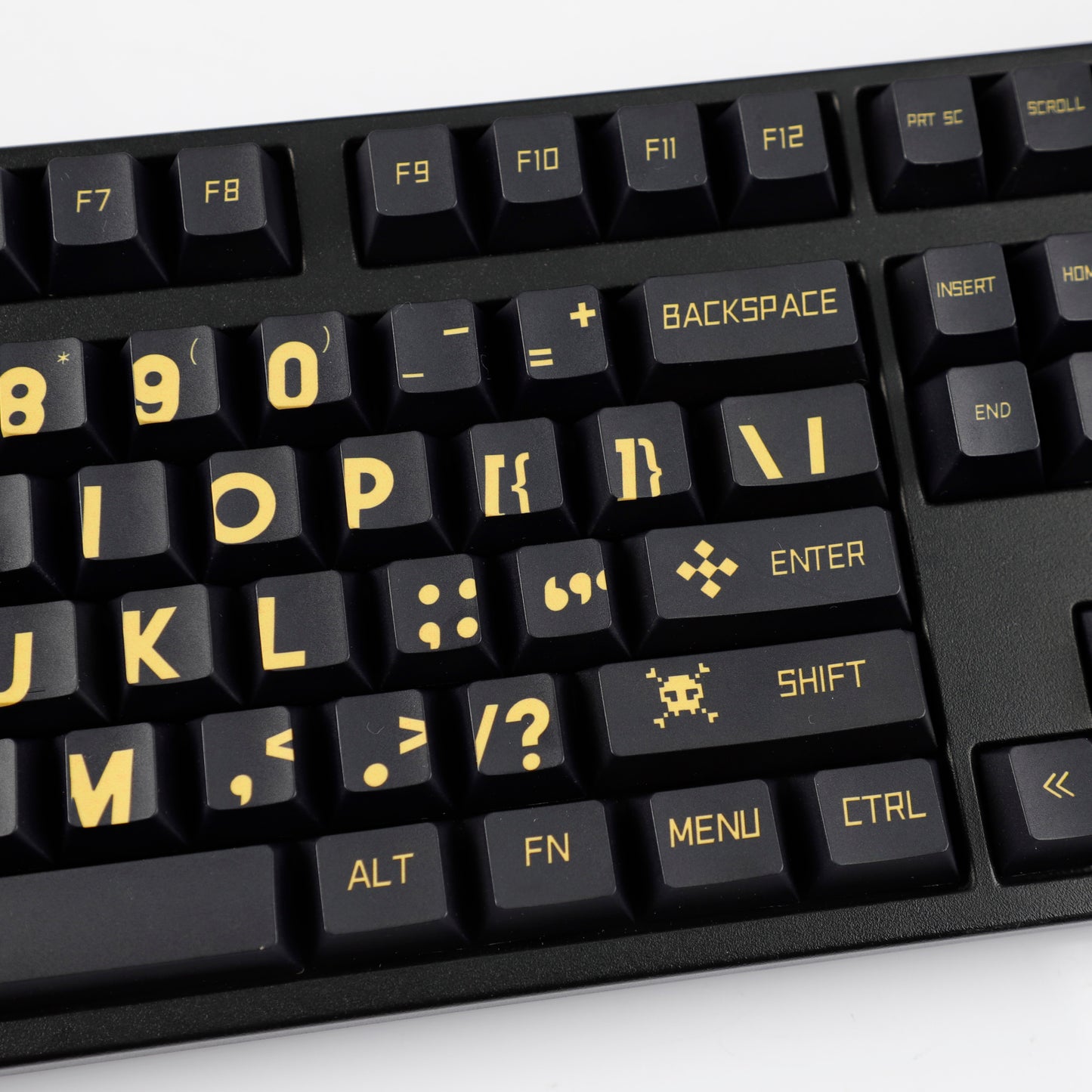 YMDK Black Gold Large Font Full Set 130 Keys Keycaps Creative Cool Custom Key Cap PBT Dye Sub Cherry Profile for MX Mechanical Keyboard