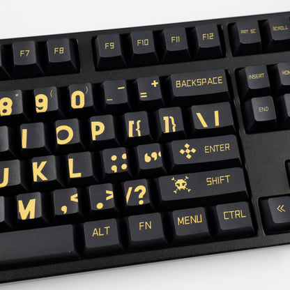YMDK Black Gold Large Font Full Set 130 Keys Keycaps Creative Cool Custom Key Cap PBT Dye Sub Cherry Profile for MX Mechanical Keyboard
