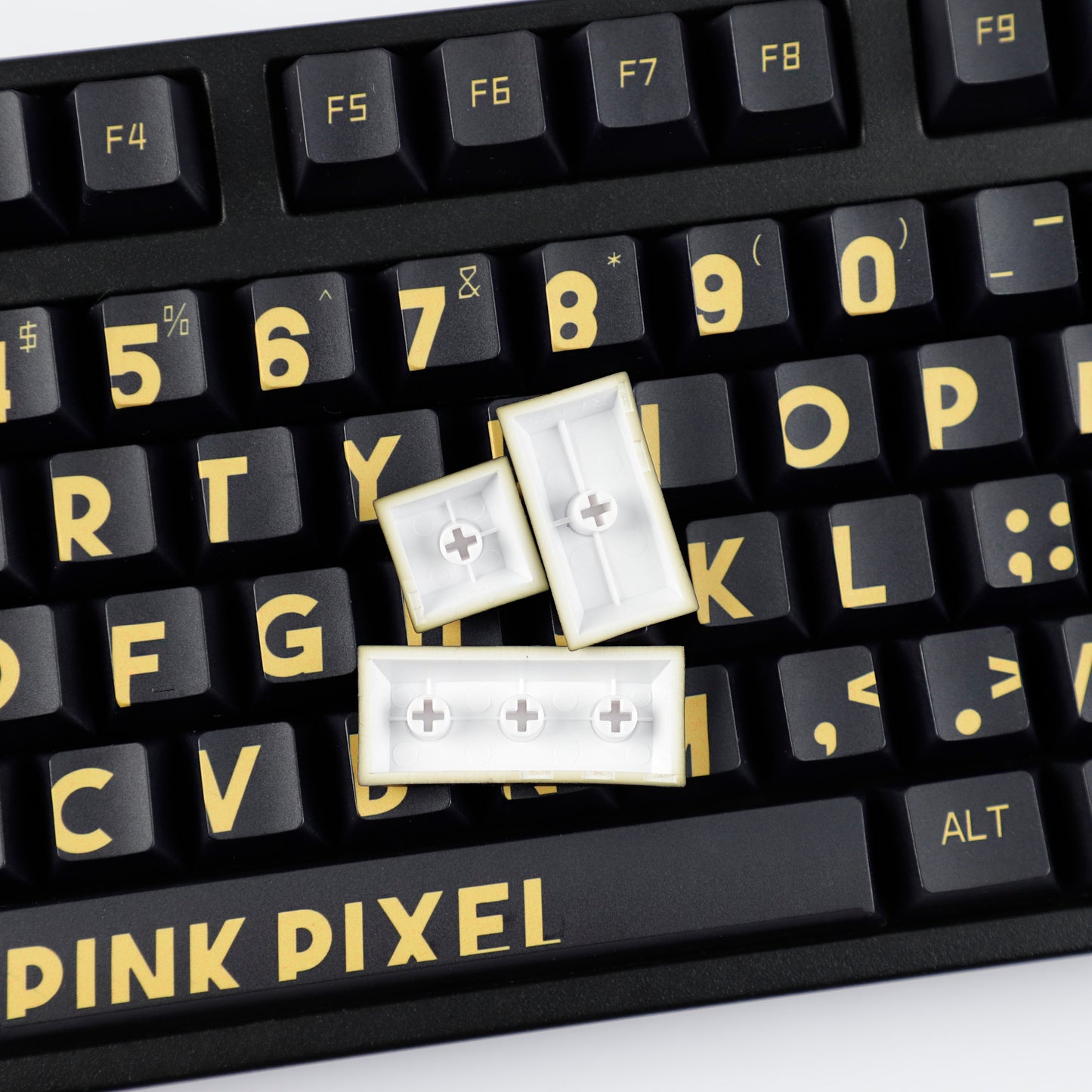YMDK Black Gold Large Font Full Set 130 Keys Keycaps Creative Cool Custom Key Cap PBT Dye Sub Cherry Profile for MX Mechanical Keyboard