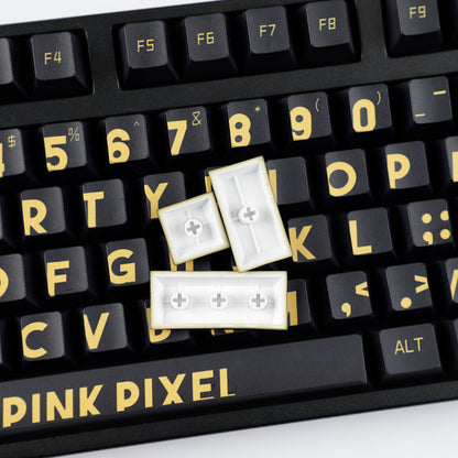 YMDK Black Gold Large Font Full Set 130 Keys Keycaps Creative Cool Custom Key Cap PBT Dye Sub Cherry Profile for MX Mechanical Keyboard
