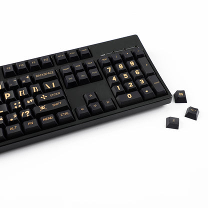 YMDK Black Gold Large Font Full Set 130 Keys Keycaps Creative Cool Custom Key Cap PBT Dye Sub Cherry Profile for MX Mechanical Keyboard