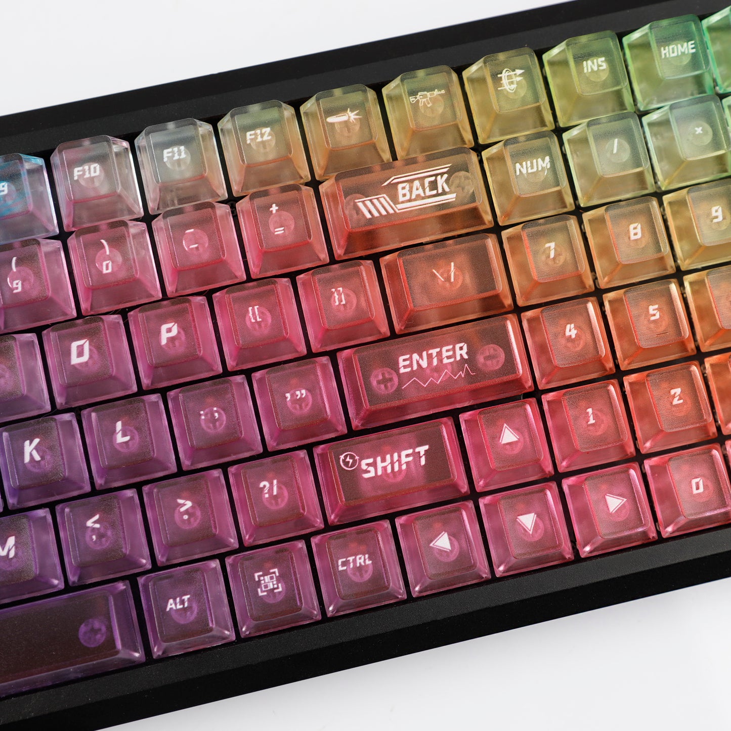 YMDK 115 Keycaps Milk Grapes Jelly Cola Color Gradient Frosted Cherry Profile Shine Through PC Keycaps for 61/64/68/84/87/96/104/108 MX Mechanical Keyboard