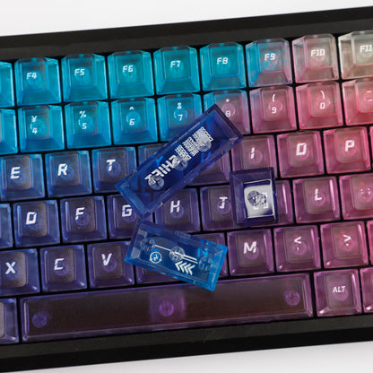 YMDK 115 Keycaps Milk Grapes Jelly Cola Color Gradient Frosted Cherry Profile Shine Through PC Keycaps for 61/64/68/84/87/96/104/108 MX Mechanical Keyboard