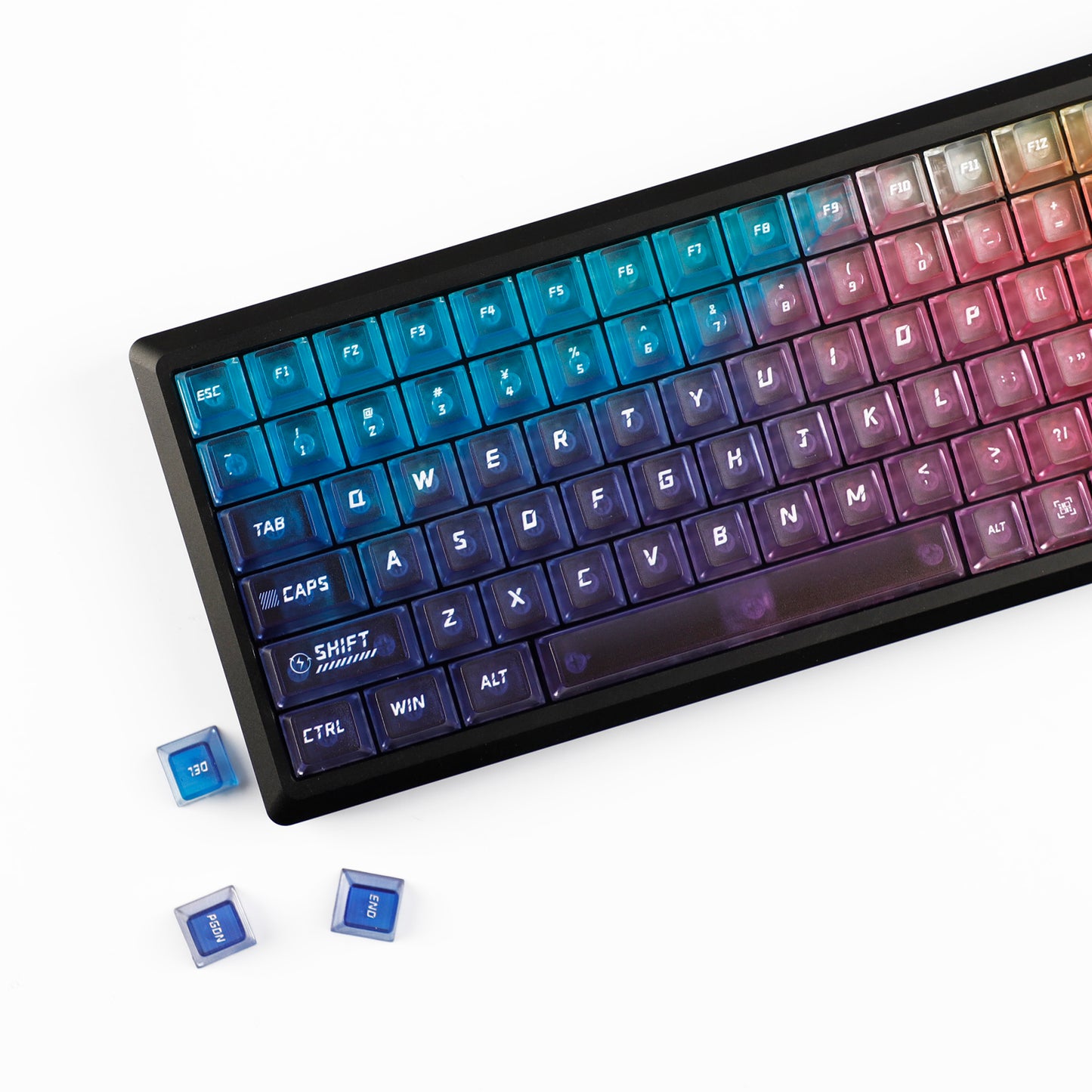 YMDK 115 Keycaps Milk Grapes Jelly Cola Color Gradient Frosted Cherry Profile Shine Through PC Keycaps for 61/64/68/84/87/96/104/108 MX Mechanical Keyboard