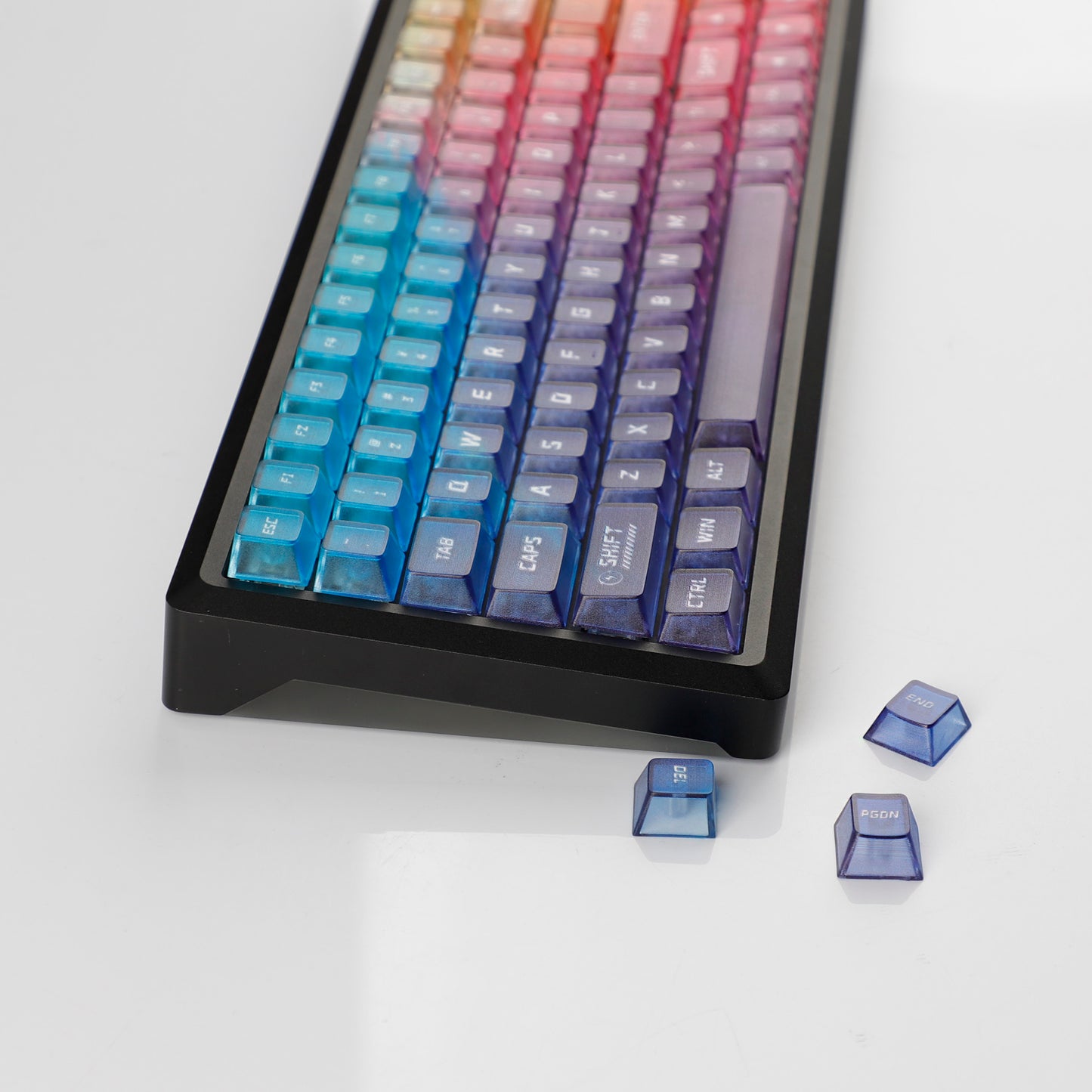 YMDK 115 Keycaps Milk Grapes Jelly Cola Color Gradient Frosted Cherry Profile Shine Through PC Keycaps for 61/64/68/84/87/96/104/108 MX Mechanical Keyboard