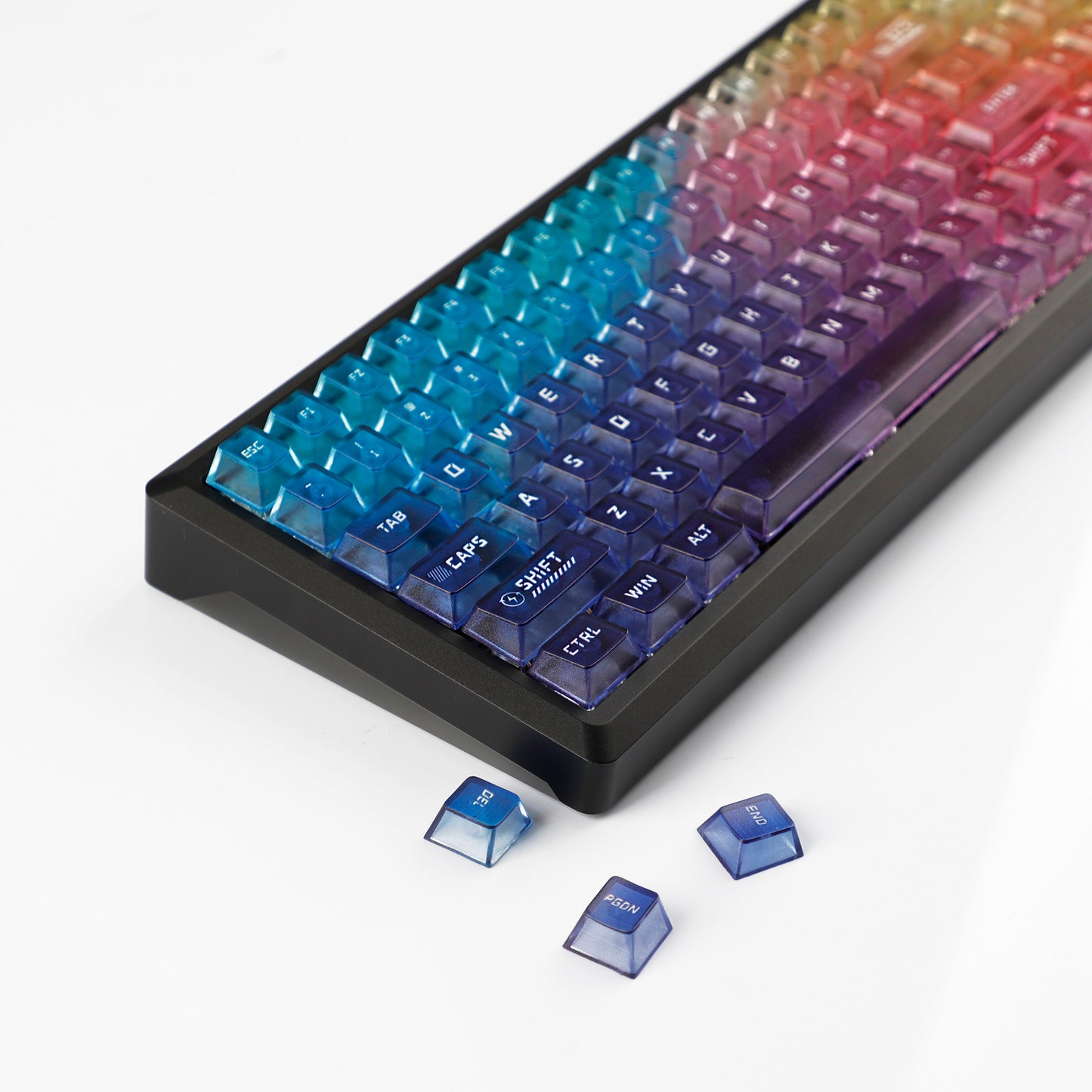YMDK 115 Keycaps Milk Grapes Jelly Cola Color Gradient Frosted Cherry Profile Shine Through PC Keycaps for 61/64/68/84/87/96/104/108 MX Mechanical Keyboard