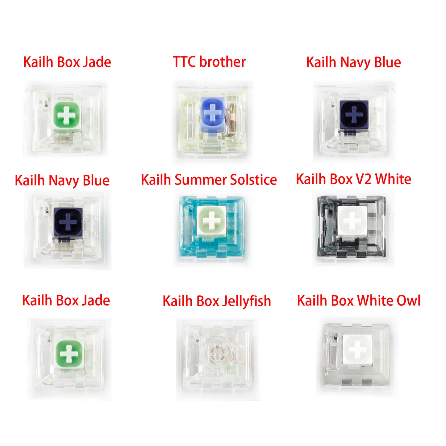 9 Keys Switches Tester(Cherry Gateron Green Clear White Gray Clear Zealio Purple Kailh Box Navy Jade  Switches)