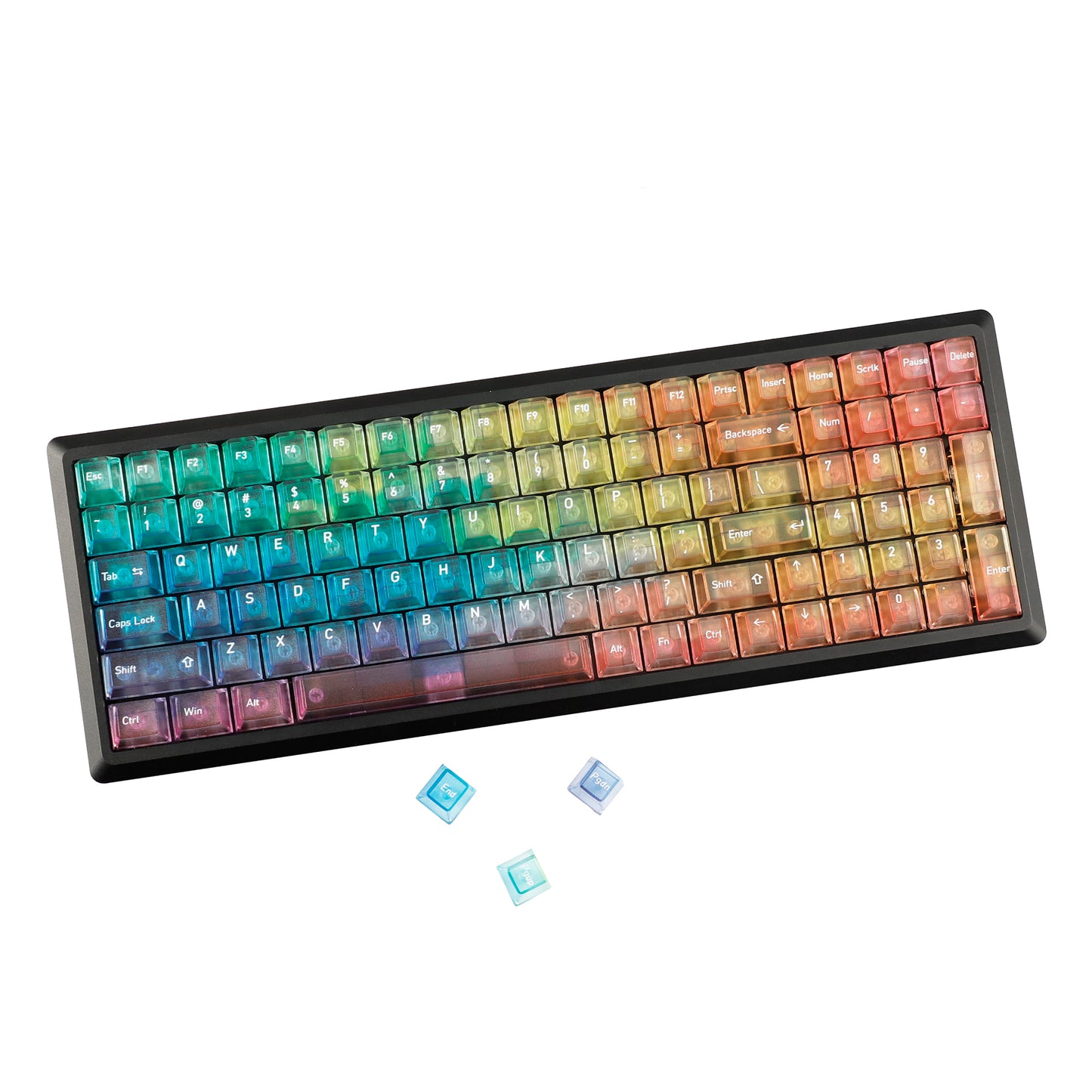 YMDK 115 Keycaps Milk Grapes Jelly Cola Color Gradient Frosted Cherry Profile Shine Through PC Keycaps for 61/64/68/84/87/96/104/108 MX Mechanical Keyboard