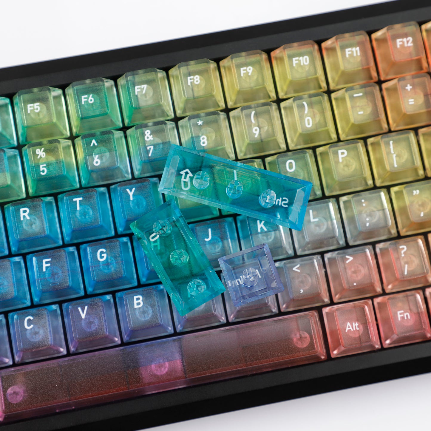 YMDK 115 Keycaps Milk Grapes Jelly Cola Color Gradient Frosted Cherry Profile Shine Through PC Keycaps for 61/64/68/84/87/96/104/108 MX Mechanical Keyboard