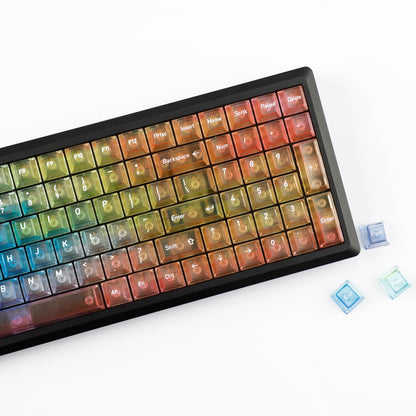 YMDK 115 Keycaps Milk Grapes Jelly Cola Color Gradient Frosted Cherry Profile Shine Through PC Keycaps for 61/64/68/84/87/96/104/108 MX Mechanical Keyboard