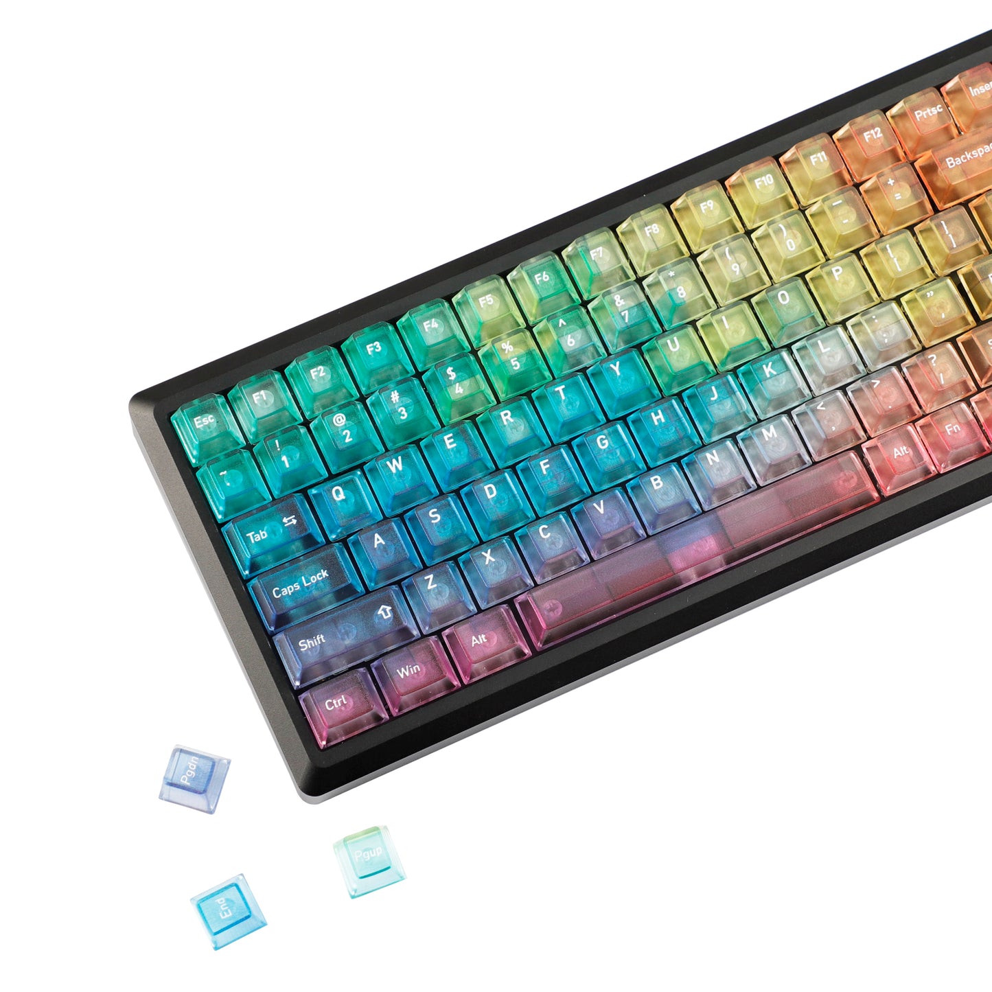 YMDK 115 Keycaps Milk Grapes Jelly Cola Color Gradient Frosted Cherry Profile Shine Through PC Keycaps for 61/64/68/84/87/96/104/108 MX Mechanical Keyboard