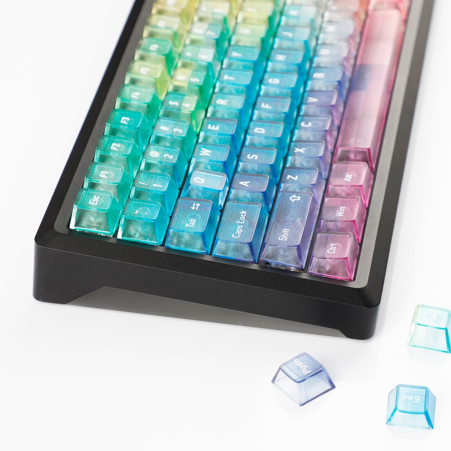 YMDK 115 Keycaps Milk Grapes Jelly Cola Color Gradient Frosted Cherry Profile Shine Through PC Keycaps for 61/64/68/84/87/96/104/108 MX Mechanical Keyboard