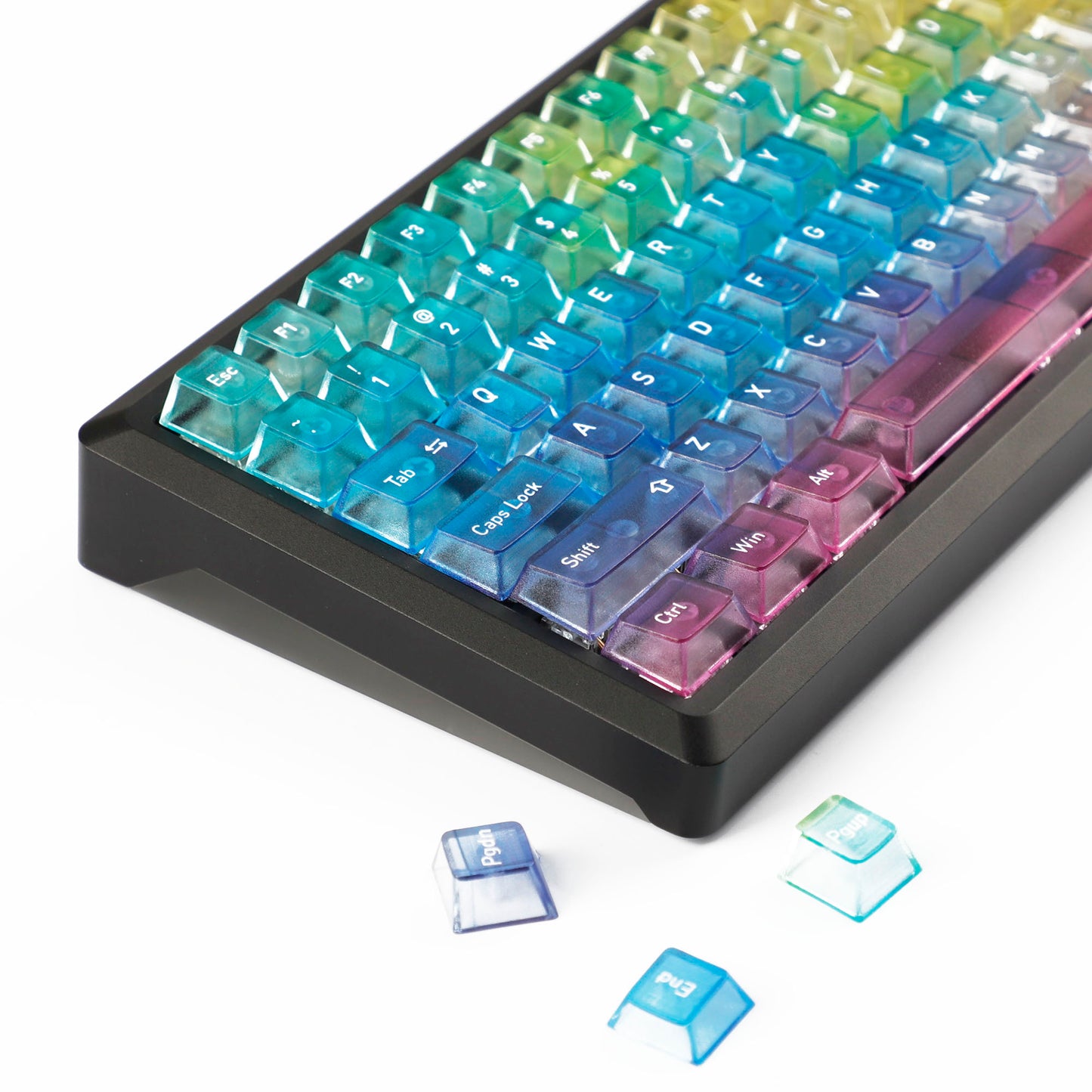 YMDK 115 Keycaps Milk Grapes Jelly Cola Color Gradient Frosted Cherry Profile Shine Through PC Keycaps for 61/64/68/84/87/96/104/108 MX Mechanical Keyboard