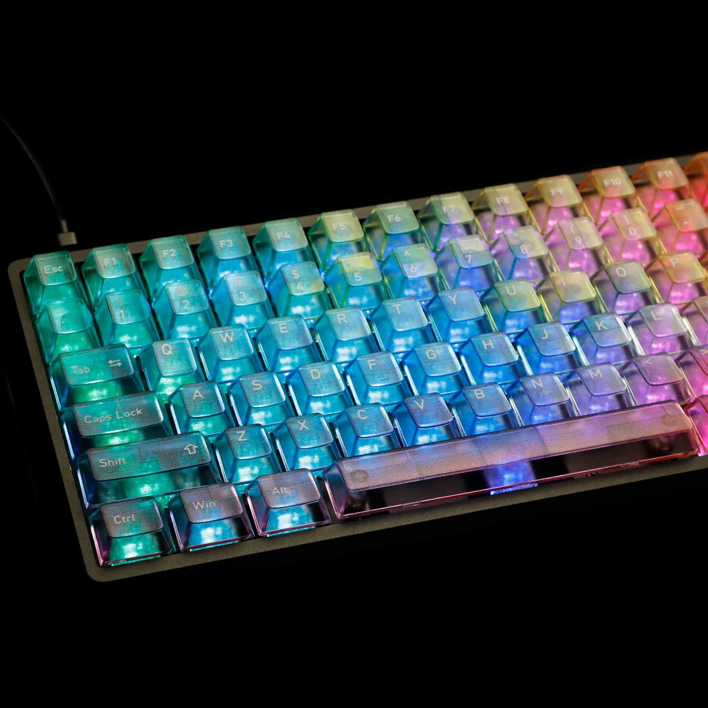 YMDK 115 Keycaps Milk Grapes Jelly Cola Color Gradient Frosted Cherry Profile Shine Through PC Keycaps for 61/64/68/84/87/96/104/108 MX Mechanical Keyboard