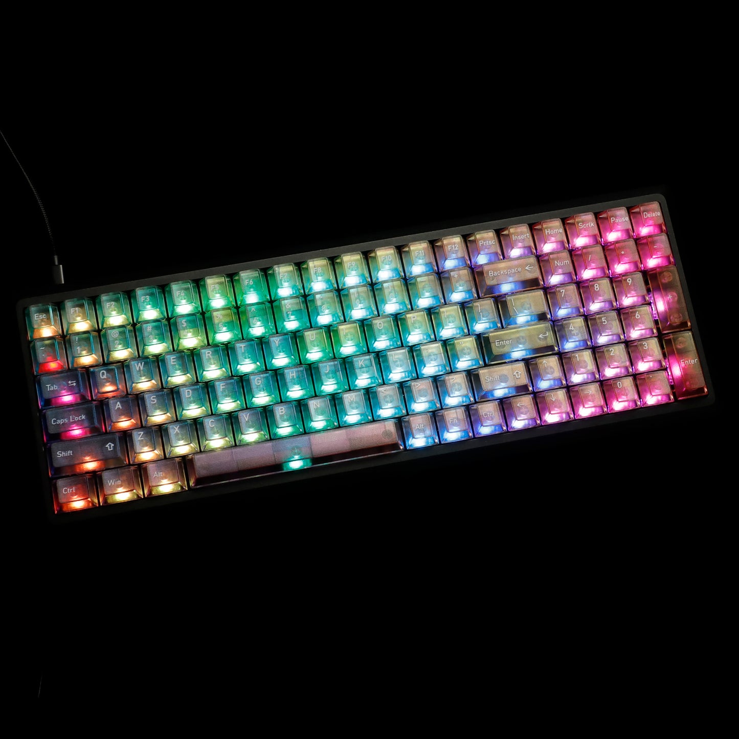 YMDK 115 Keycaps Milk Grapes Jelly Cola Color Gradient Frosted Cherry Profile Shine Through PC Keycaps for 61/64/68/84/87/96/104/108 MX Mechanical Keyboard