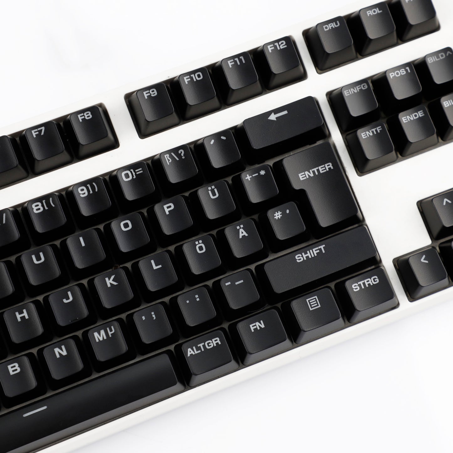 YMDK 105 Keys Swedish Backlit Black White OEM Profile ABS Spray-painted Keycaps for MX Mechanical Keyboards DIY Laser Engraving
