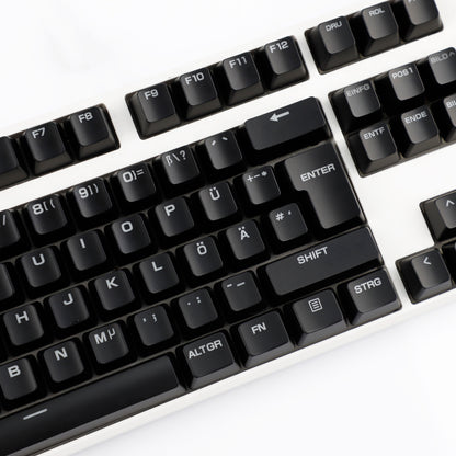 YMDK 105 Keys Swedish Backlit Black White OEM Profile ABS Spray-painted Keycaps for MX Mechanical Keyboards DIY Laser Engraving