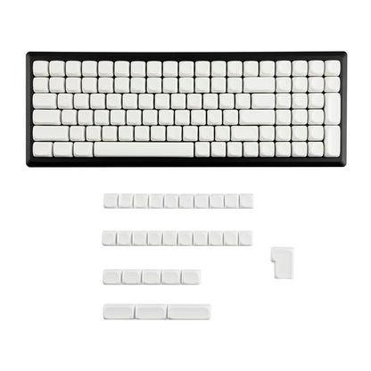 YMDK Pure White MOA Profile Keycap 129 Key Simple Style PBT Dye Sublimation Custom Keycaps for 61/68/84/87/98/104/108 MX Mechanical Keyboard