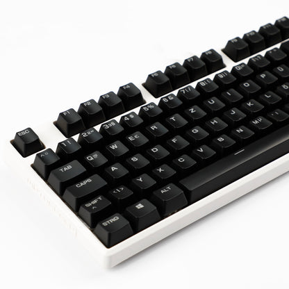 YMDK 105 Keys Swedish Backlit Black White OEM Profile ABS Spray-painted Keycaps for MX Mechanical Keyboards DIY Laser Engraving