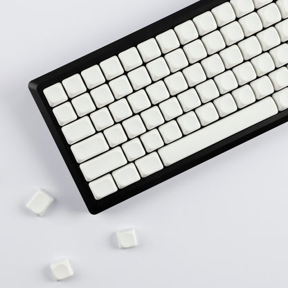 YMDK Pure White MOA Profile Keycap 129 Key Simple Style PBT Dye Sublimation Custom Keycaps for 61/68/84/87/98/104/108 MX Mechanical Keyboard