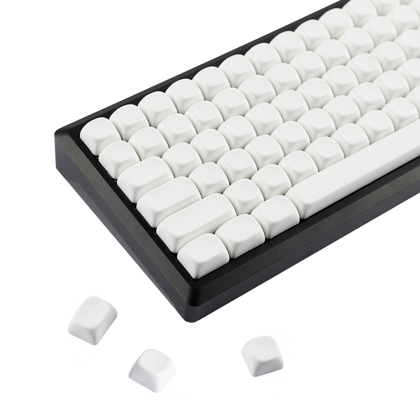 YMDK Pure White MOA Profile Keycap 129 Key Simple Style PBT Dye Sublimation Custom Keycaps for 61/68/84/87/98/104/108 MX Mechanical Keyboard