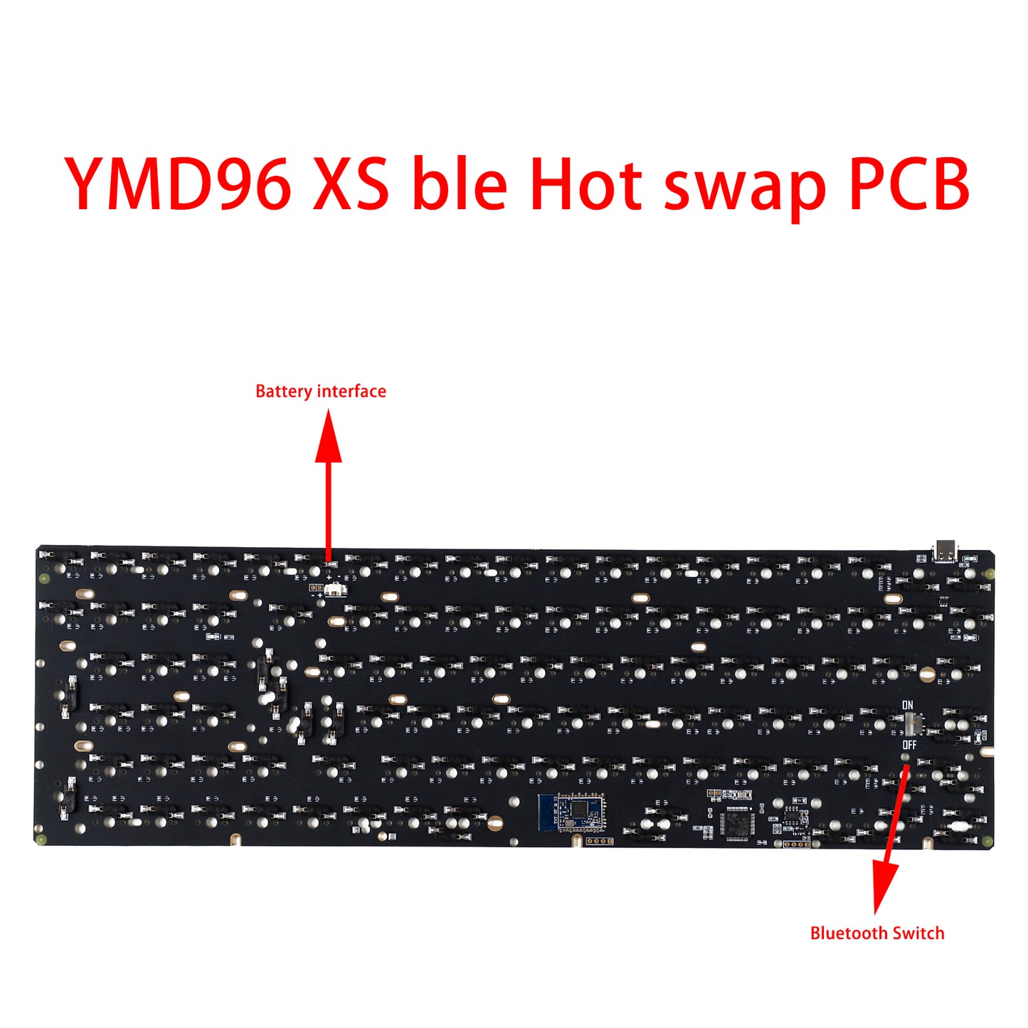 YMDK YMD96XS Ble Hotswap Hot-Swappable Wired Kailh Socket 96 Bluetooth PCB QMK Fully Programmable Support ANSI ISO Replacable Melody 96 YMD96 NYM96