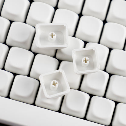 YMDK Pure White MOA Profile Keycap 129 Key Simple Style PBT Dye Sublimation Custom Keycaps for 61/68/84/87/98/104/108 MX Mechanical Keyboard