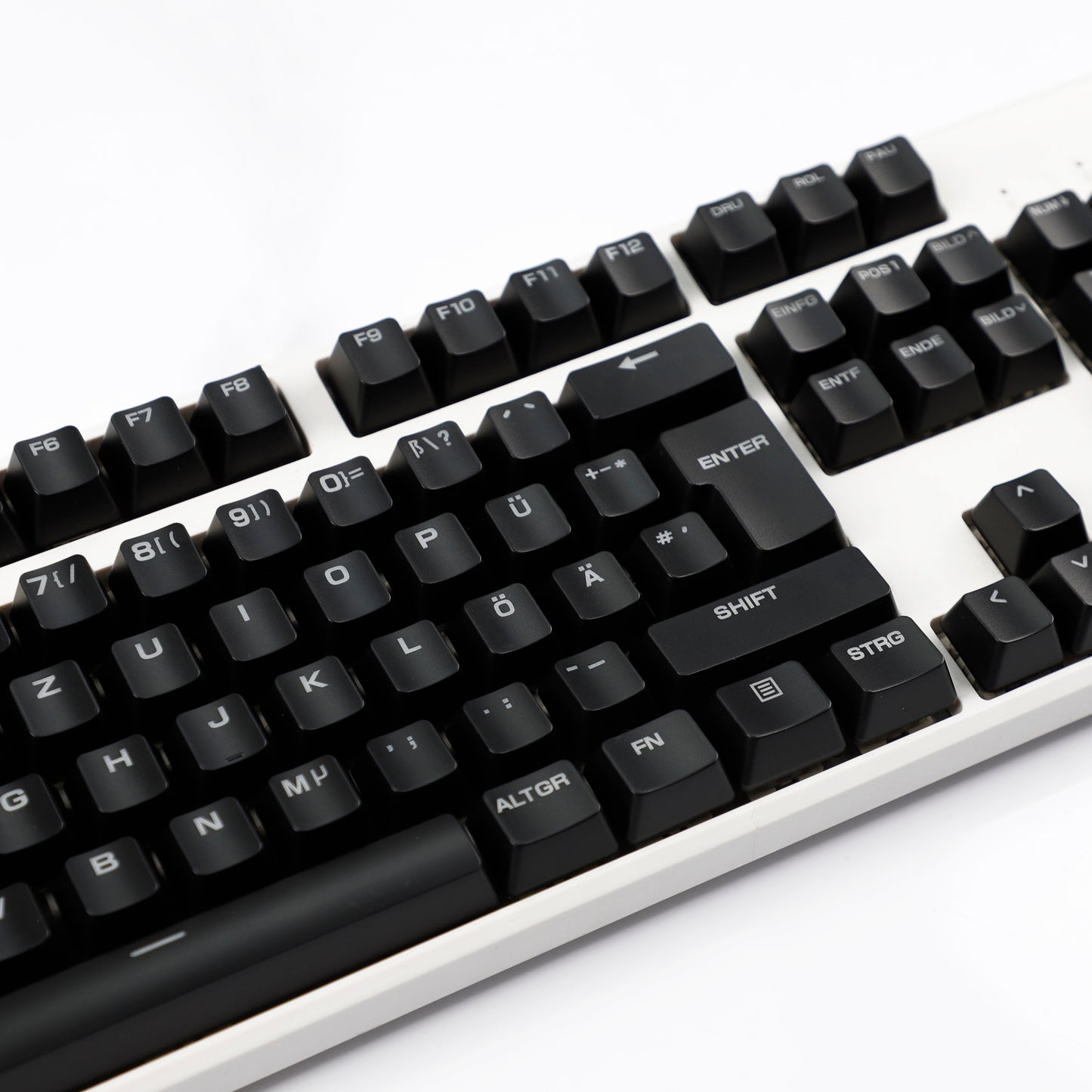 YMDK 105 Keys Swedish Backlit Black White OEM Profile ABS Spray-painted Keycaps for MX Mechanical Keyboards DIY Laser Engraving