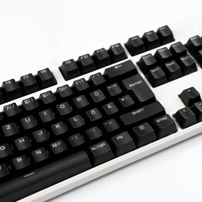 YMDK 105 Keys Swedish Backlit Black White OEM Profile ABS Spray-painted Keycaps for MX Mechanical Keyboards DIY Laser Engraving